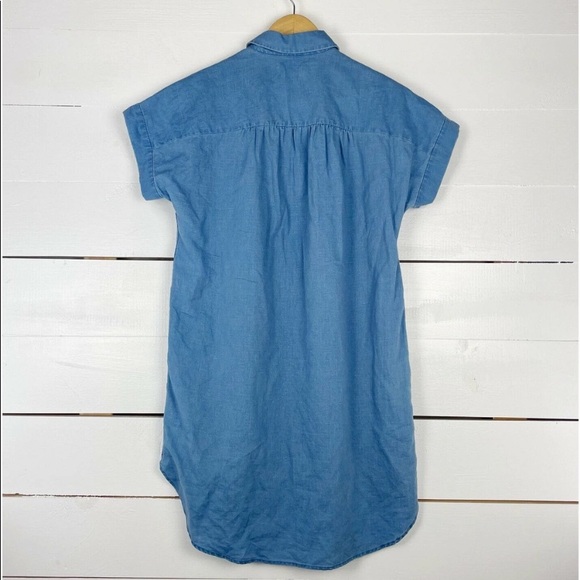 Madewell Linen Cotton Light Wash Chambray Button Down Shirtdress Shirt Dress - Picture 9 of 12